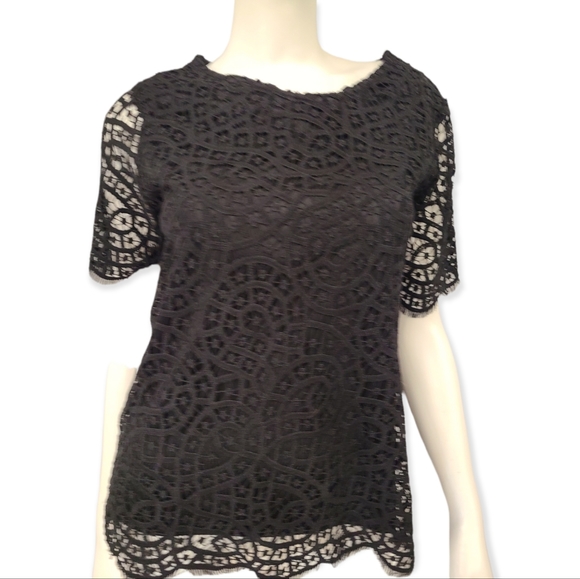 Philosophy Tops - Black Lace Short Sleeve Top NWT size small
